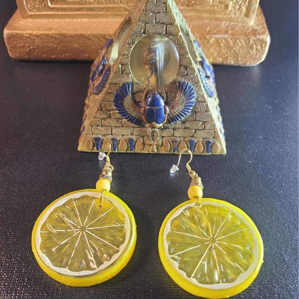 Yellow Lemon Slice Earrings